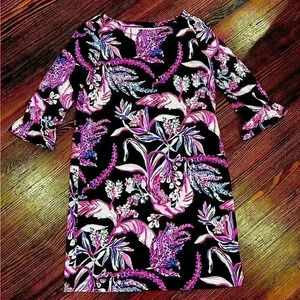 - Lilly Pulitzer Sophie Shift Dress Black Pink Floral Sz GIRLS (kids) 12-14